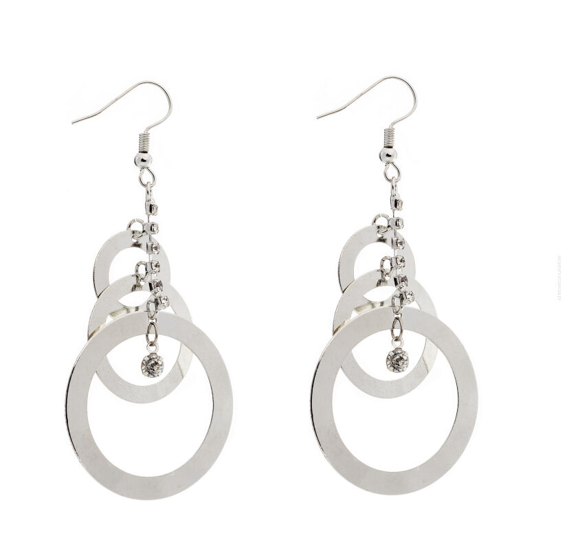 KOLCZYKI WISZĄCE 3 KOŁA SREBRE Z CYRKONIAMI                                                                          (0615-154 SA)