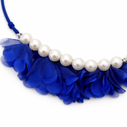 NASZYJNIK GRANATOWY FALBANKI BIAŁE PEREŁKI ELEGANCKI REGULOWANY 84 CM (0616-20 SAH L) - 3