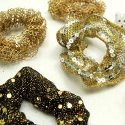 GUMKI DO WŁOSÓW OZDOBNE SCRUNCHIES ZŁOTE 12 SZTUK (7970 SA) - 2