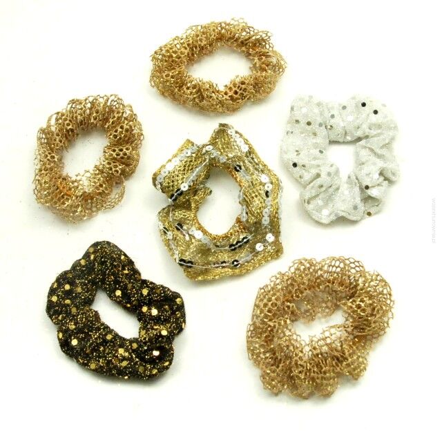 GUMKI DO WŁOSÓW OZDOBNE SCRUNCHIES ZŁOTE 12 SZTUK (7970 SA)