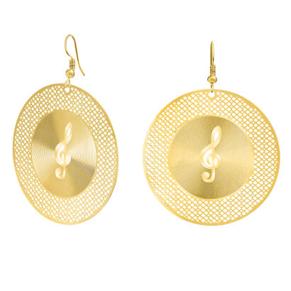 KOLCZYKI "BLASZKI" WISZĄCE ZŁOTE MOTYW NUTY 0615-06