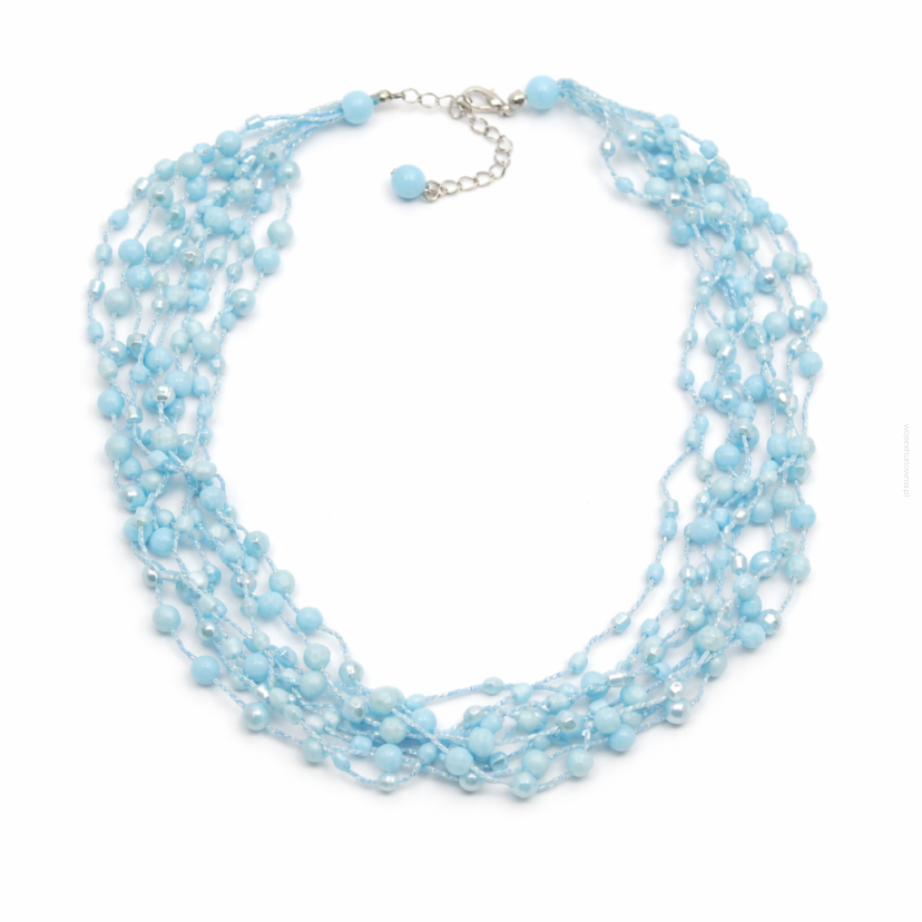 NASZYJNIK / WISIOREK Z NIEBIESKIMI KORALIKAMI (N-0604/6/9R A-2 SAM C)