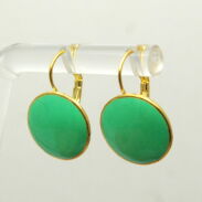 KOLCZYKI WISZĄCE EMALIOWANE ZIELONE OKRĄGŁE (1658 SAM) - 2