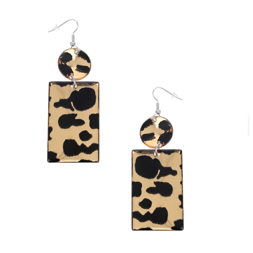 KOLCZYKI WISZĄCE PLASTIKOWE PANTERKI                                                                                 (0613-1012 SA)