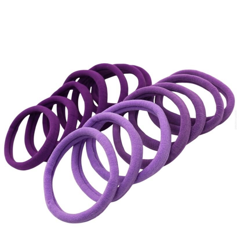 GUMKI DO WŁOSÓW MIX FIOLET BEZ ŁĄCZEŃ 12 SZTUK (6894 SA)