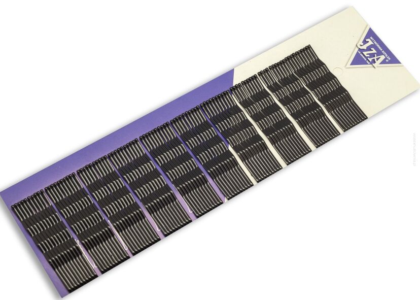 WSUWKI DO WŁOSÓW IZA KARBOWANE CZARNE 2 KULKI 7 CM 100 SZTUK                        (307/100)