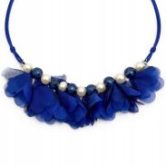 NASZYJNIK GRANATOWY FALBANKI PEREŁKI ELEGANCKI 88 CM                                (0616-8 SAH L) - 3