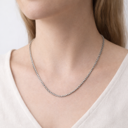 NASZYJNIK O GEOMETRYCZNYM SPLOCIE STALOWY / SREBRNY MODERN 0605-01 - 3