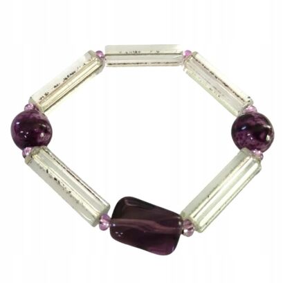 BRANSOLETKA JABLONEX – SZKLANA NA GUMCE FIOLET                                                                      (0642-33 SAH)