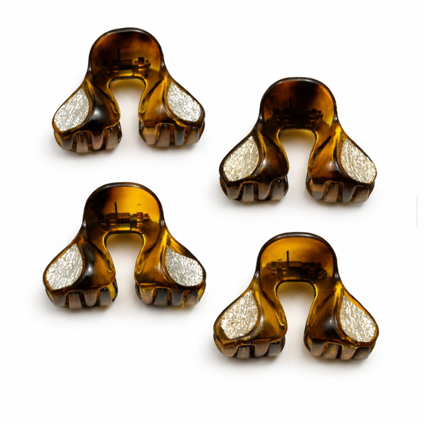 SZCZĘKI / KLAMRY DO WŁOSÓW ŚREDNIE BRĄZOWE 4 SZTUKI                                                                     (0130-29 SAM)