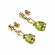 KOLCZYKI KLASYCZNE CANTO WISZĄCE ZŁOTE Z ZIELONYM KORALIKIEM 3 CM (7533-12 SA) - 2