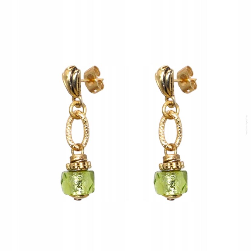 KOLCZYKI CANTO WISZĄCE ZŁOTE Z KOLOROWYMI KORALIKAMI 3 CM      (7533-12 SA)