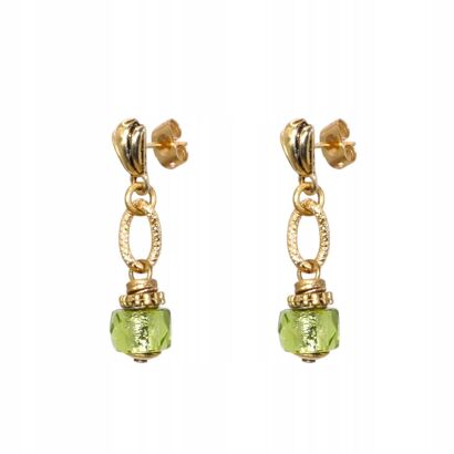 KOLCZYKI CANTO WISZĄCE ZŁOTE Z KOLOROWYMI KORALIKAMI 3 CM      (7533-12 SA)