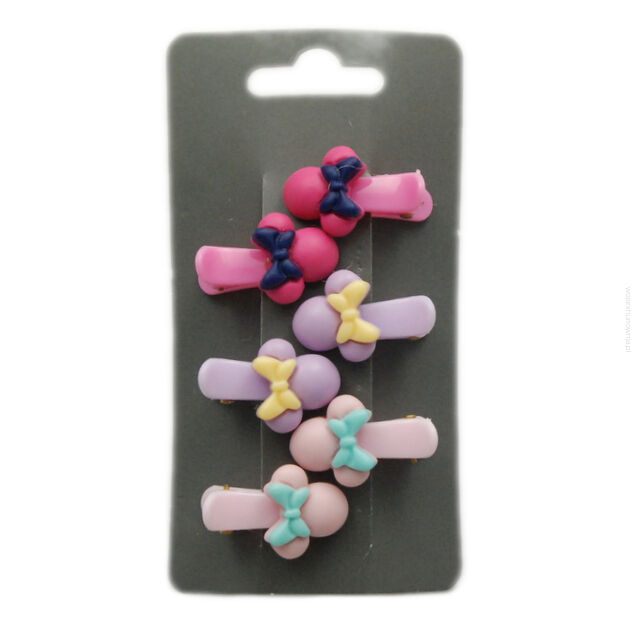 SPINKI DO WŁOSÓW DZIECIĘCE KOKARDKI 6 SZTUK (0317-607)