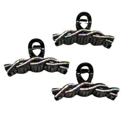 SZCZĘKI / KLAMRY DO WŁOSÓW CZARNE OZDOBNE (6 SZTUK)                                                                                 0111-508