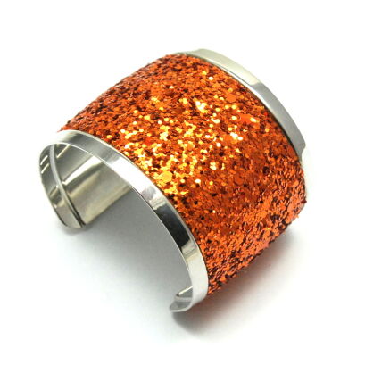 BRANSOLETKA METALOWA SZEROKA POMARACZOWA                                                                  (0612-30 AS)