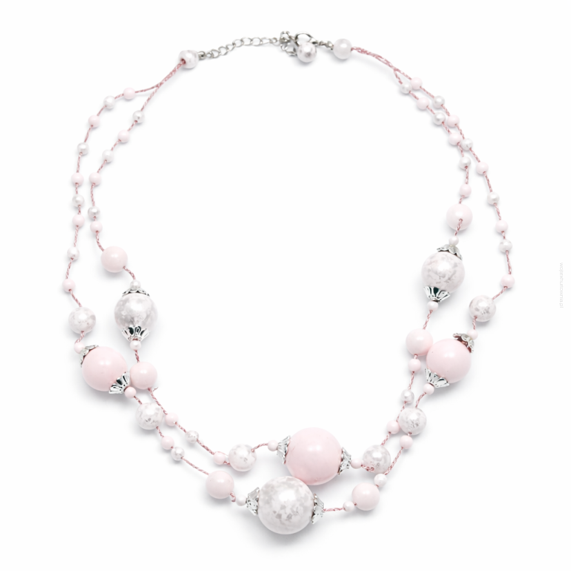 NASZYJNIK / WISIOREK Z RÓŻOWYMI KORALIKAMI (N-0701/2/2R C SAM B)