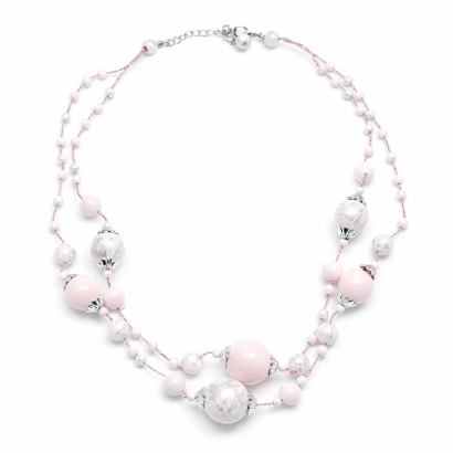 NASZYJNIK / WISIOREK Z RÓŻOWYMI KORALIKAMI (N-0701/2/2R C SAM B)