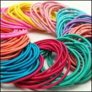 GUMKI DO WŁOSÓW CIENKIE KOLOROWE  BEZ BLASZKI (100 SZT) R3/M/5 - 2