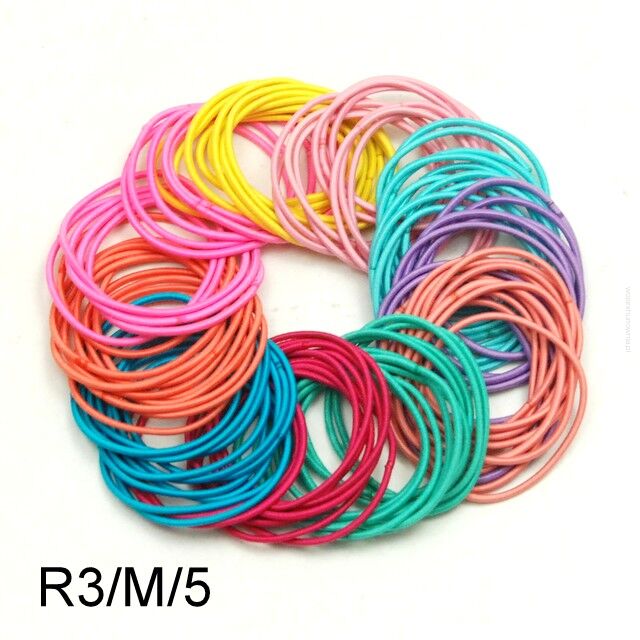 GUMKI DO WŁOSÓW CIENKIE KOLOROWE  BEZ BLASZKI (100 SZT) R3/M/5