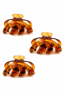 SZCZĘKI / KLAMRY DO WŁOSÓW DUŻE BRĄZOWE 3 SZTUKI                       (0311-2 SAM)