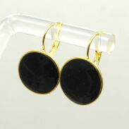 KOLCZYKI WISZĄCE EMALIOWANE CZARNE OKRĄGŁE (1658-1 SAM) - 2