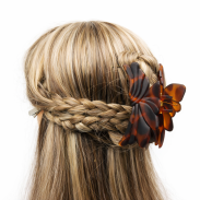 SZCZĘKI / KLAMRY DO WŁOSÓW BRĄZOWE KWIATY 2 SZTUKI (0340-62 SAH) - 2