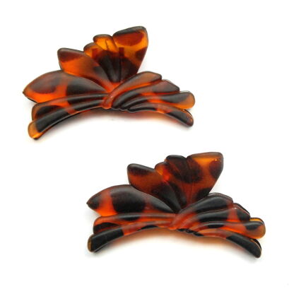 SZCZĘKI / KLAMRY DO WŁOSÓW BRĄZOWE KWIATY 2 SZTUKI (0340-62 SAH)