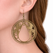 KOLCZYKI WISZĄCE METALOWE W ZŁOTYM KOLORZE                                                    (0615-651 SA) - 2