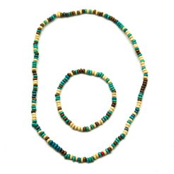 KOMPLET KORALIKI DREWNIANE + BRANSOLETKA 0604-7