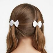 GUMKI DO WŁOSÓW KOKARDKI KOMUNIJNE BIAŁE 6 SZTUK  (0009-9 g SAH) - 2