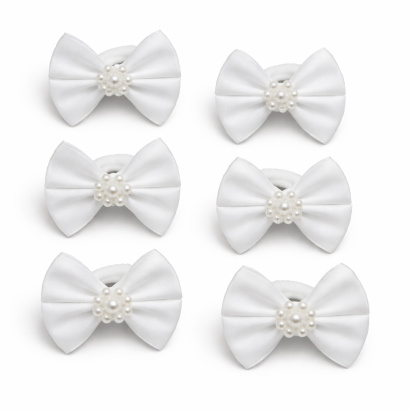 GUMKI DO WŁOSÓW KOKARDKI KOMUNIJNE BIAŁE 6 SZTUK  (0009-9 g SAH)