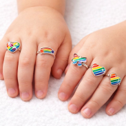 PIERŚCIONKI PLASTIKOWE / KOLOROWE DZIECIĘCE TĘCZA (36 SZTUK)                                                                                              0657-05 - 4