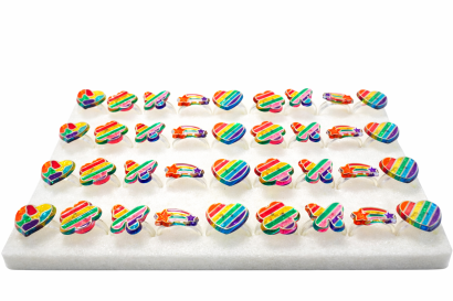 PIERŚCIONKI PLASTIKOWE / KOLOROWE DZIECIĘCE TĘCZA (36 SZTUK)                                                                                              0657-05