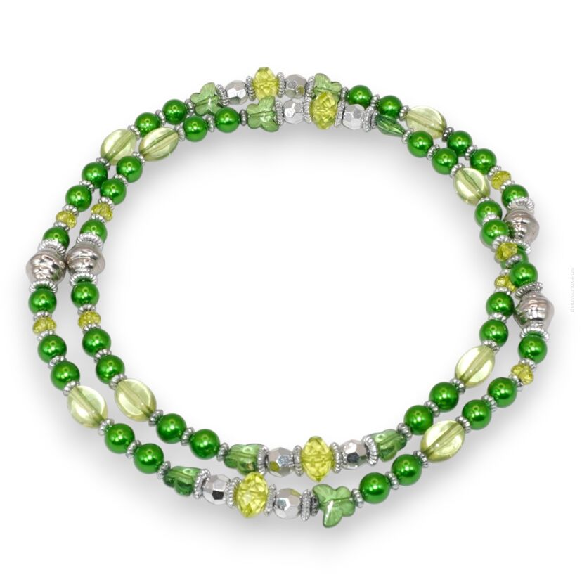 NASZYJNIK OZDOBNY Z KORALIKAMI W KOLORZE ZIELONYM                                  (1972 SAL)