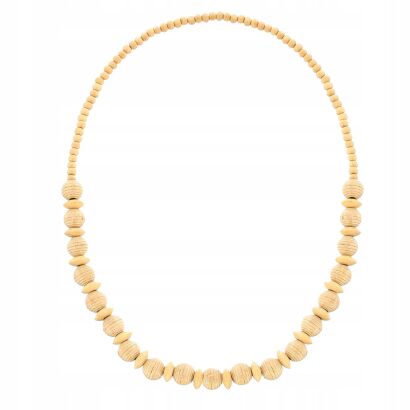 KORALE DAMSKIE DREWNIANE NA GUMCE BEŻOWE                                                                                    0611-1035