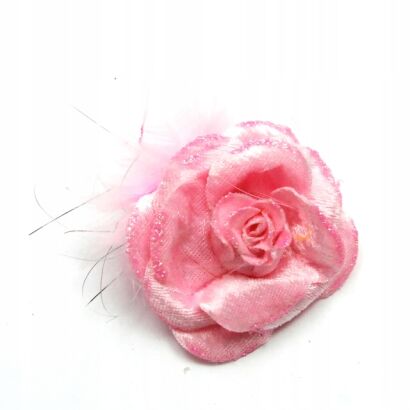 BROSZKA KWIATEK RÓŻOWY Z PIÓREM 0615-735