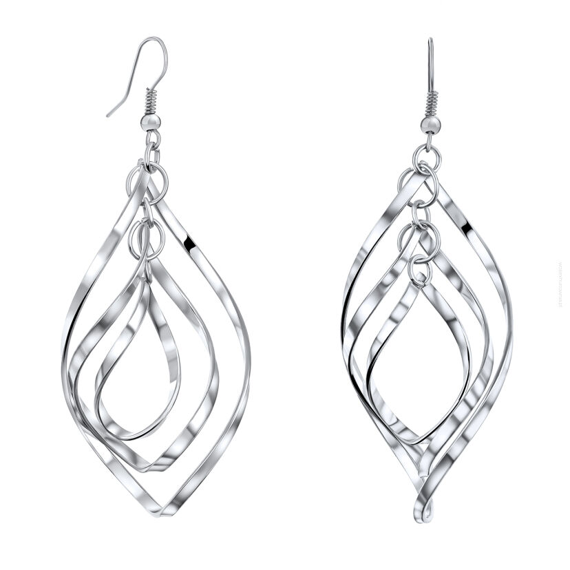 KOLCZYKI WISZĄCE Z CIENKIEJ GIĘTEJ BLASZKI SREBRNE 0615-37