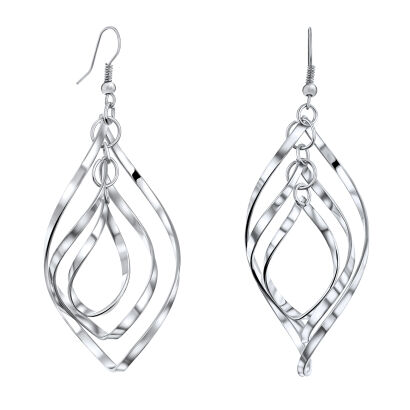 KOLCZYKI WISZĄCE Z CIENKIEJ GIĘTEJ BLASZKI SREBRNE 0615-37