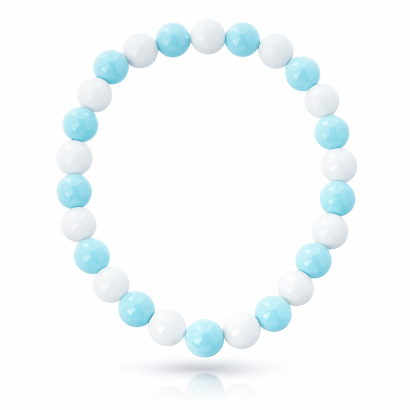 KORALE NA GUMCE BIAŁO NIEBIESKIE 0611-1025