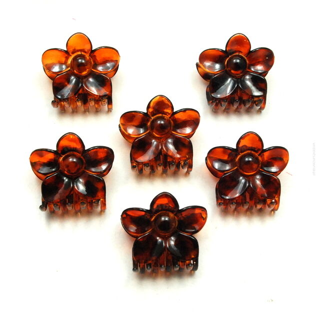 SZCZĘKI / KLAMRY DO WŁOSÓW BRĄZOWE KWIATY 6 SZTUK                                                            (0311-16 SAM)