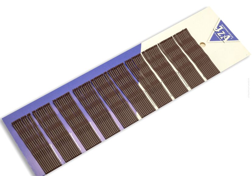 WSUWKI DO WŁOSÓW KARBOWANE BRĄZOWE MATOWE 7CM 2 KULKI 100 SZTUK (317/100 MAT)