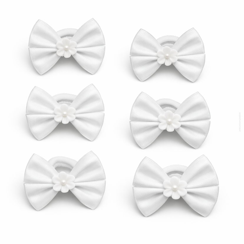 GUMKI DO WŁOSÓW KOMUNIJNE KOKARDKI 6 SZTUK (0009-10 g SAH)