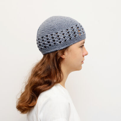CZAPKA AŻUROWA NA SZYDEŁKU SZARA  (CZ-19)