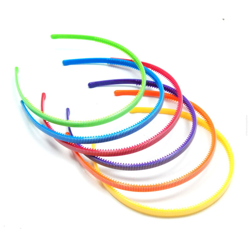 OPASKI DO WŁOSÓW CIENKIE KOLOROWE W PASKI 6 SZTUK                             (6330-1 SAH)