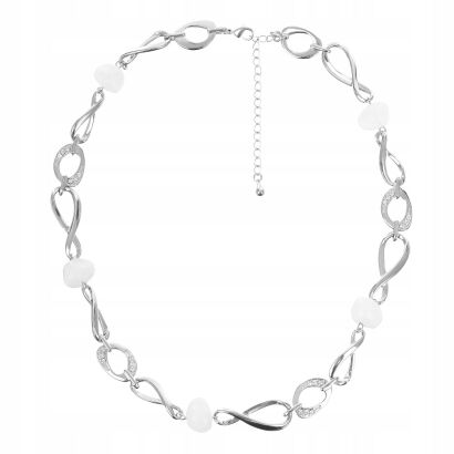 NASZYJNIK OZDOBNY Z CYRKONIAMI W SREBNYM KOLORZE                          (0610-1003 SAHG)