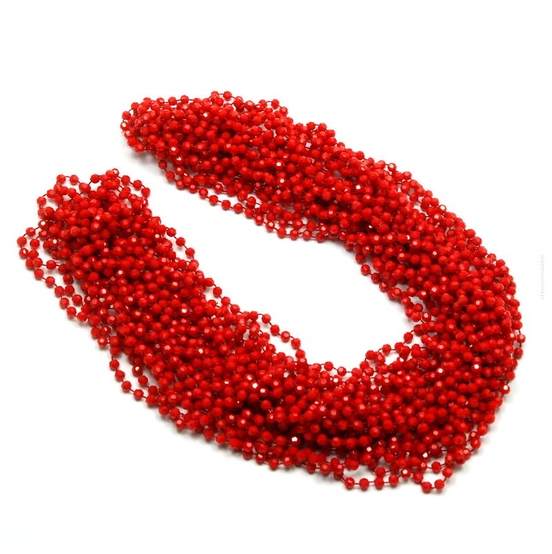 KORALE DŁUGIE, CZERWONE, NIEROZPINANE 140 cm 12 SZTUK                                                                        (KRPL SAM)