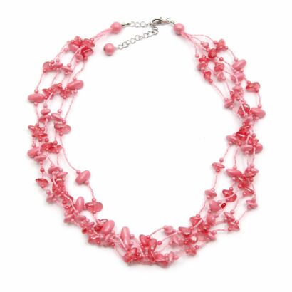 NASZYJNIK / WISIOREK Z RÓŻOWYMI KORALIKAMI (N-0604/2/5R A-4 SAM C)