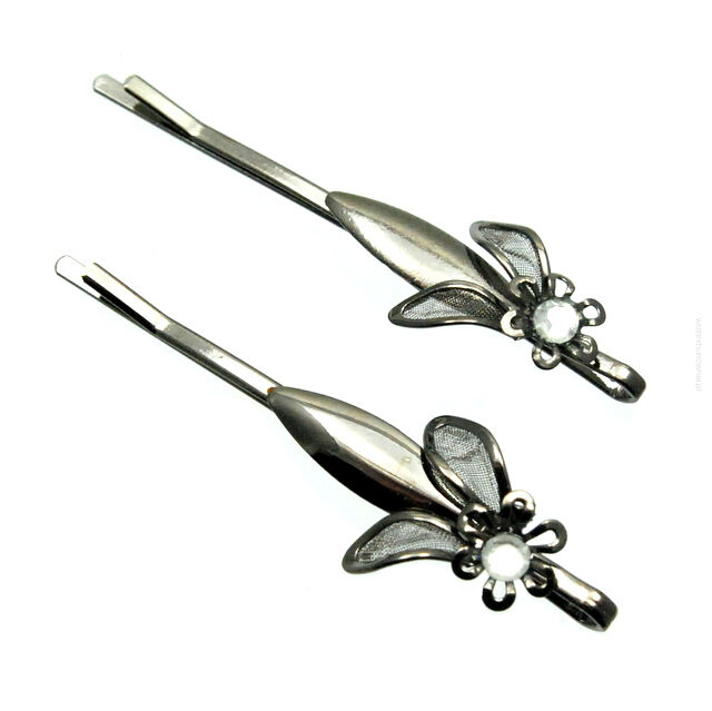 WSUWKI DO WŁOSÓW SREBRNE OZDOBNE KWIATKI (2 SZTUKI)                                                                   WS/2