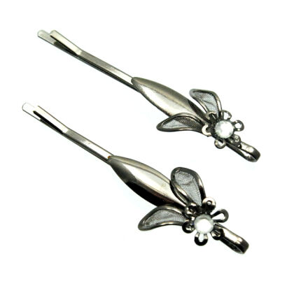 WSUWKI DO WŁOSÓW SREBRNE OZDOBNE KWIATKI (2 SZTUKI)                                                                   WS/2